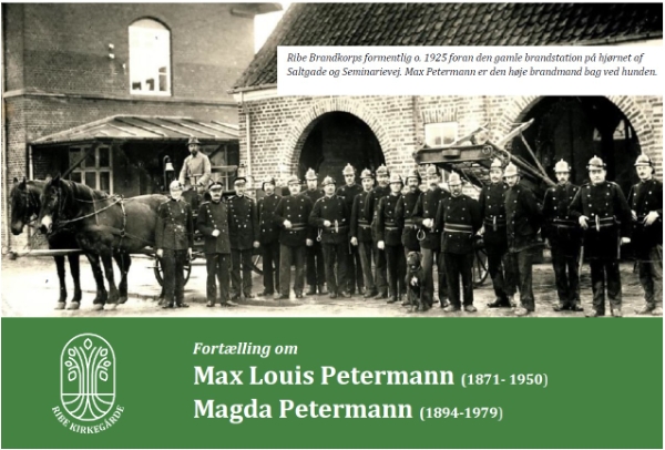 Max og Magda's fortælling sidehoved med billede af Max som frivilig brandmand